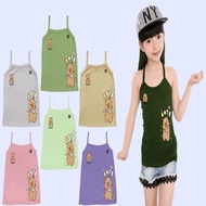 3 Pcs Tanktop Strap Children's Singlet White Cotton Combed 40s Serian Paste Cute Bear Serian White G