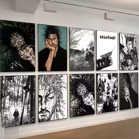 Manga Miyamoto Musashi Vagabond Whitepaper Poster Waterproof Paper Sticker Coffee House Bar Aestheti