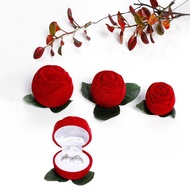 Engagement Ring Holder Flower-Shaped Gift Box Red Flower Ring Box Ring Storage Display Engagement Gift Box Red Rose Ring Box