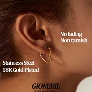 Best Sellers❤ Simple Design 18K Gold-Plated Stainless Steel Heart-Shaped Earrings 417