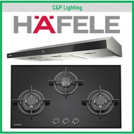 (Hood + Hob Bundle) Hafele 80cm 3 Burner Tempered Glass Cooker Hob + 90cm Slim Cooker Hood