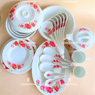 Melamine Bunga Raya Dinner Set Plate Bowl Spoon Cup Jug Pinggan Mangkuk Sudu Makan Bekas Kuih Hidangan Lauk Cawan Air