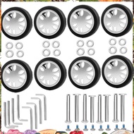 8pcs Luggage Wheels Replacement Kit,Dia 2in/50mm Thick 0.47in/12mm Resistant Rubber Mute Caster Repl