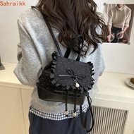 AXIOM Butterfly Knot Backpack, Lace Trim Mini Size Polka Dot Backpack, Gift Trendy Casual Lightweigh