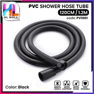 HL MALL Black / Silver PVC Flexible Tube Hose with Brass Nut Handheld Shower Hose Replacement (1.2M 