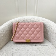 (Brand new) Chanel Boy Wallet on Chain WOC in Light Pink Caviar and AGHW