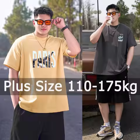 Men Oversize T Shirt Printed Popular Tees Big Size 110-175kg 5XL 6XL 7XL Plus Size Fashion Cotton Ro