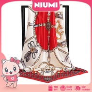 Ready Stock NIUMI NC9120 Tudung Bawal Satin Silk Bidang 45 Muslimah Corak Printed Square Hijab Scarf