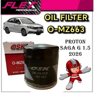 OSK PROTON SAGA G 1.5 2026 OIL FILTER NEW GEN MC3 PW914299 CLEANER MINYAK HITAM ENGINE O-MZ663 FLEX 