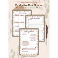 [PRINTABLE & DIGITAL] Daily Planner, Productive Day Planner, Gratitude Journal, Daily Timetable
