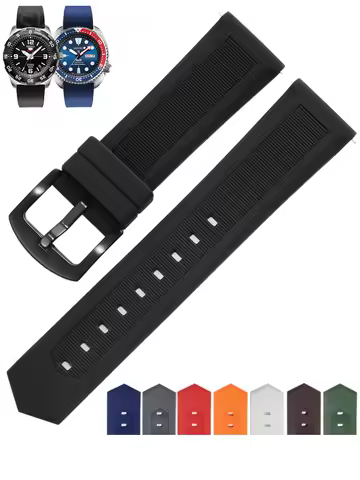 Waterproof Silicone Needle Buckle 22mm Watchband for TAG Heuer Longines Citizen Mido Seiko Breitling