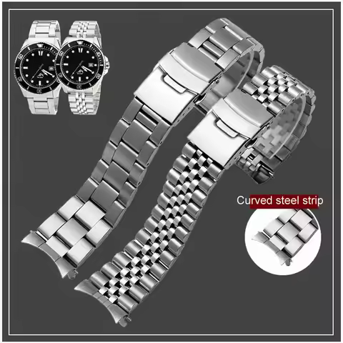 Jubilee Diving Stainless Steel watch Strap For Casio Duro MDV106-1A Mdv107-1A Curved End Metal Wrist