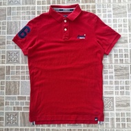 MERAH Superdry ORIGINAL Organic Cotton Polo Shirt Men's Polo Shirt Red Ferrari