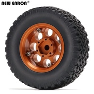 4Pc 1.55 inch Alloy Beadlock Wheel RC Rims 78mm Rubber Tires for RC