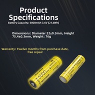 Nitecore | Certified Large Capacity 21700 Lithium Battery 6000mAh