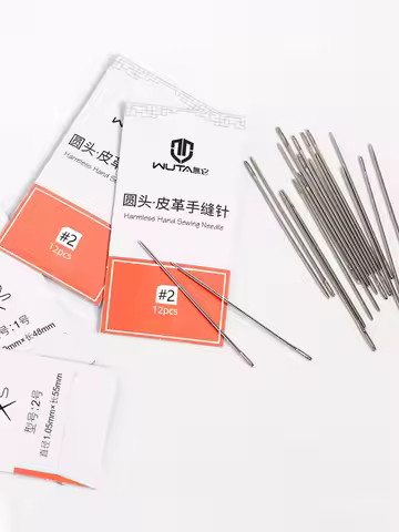 WUTA 12pcs Leathercraft Sewing Needles Large Eye Blunt Stitching Needle Harness Round-pointed Needle