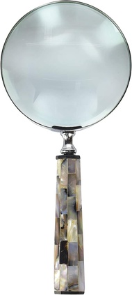 RII Magnifying Glass with Mother of Pearl Handle, Handheld 10x Magnifying Glass Lens, Antique Magnif