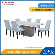 Ismael Marble Dining Table Set/ Dining Table 6 Seater/ Meja Makan 6 Kerusi/ Set Meja Makan Marble/ M