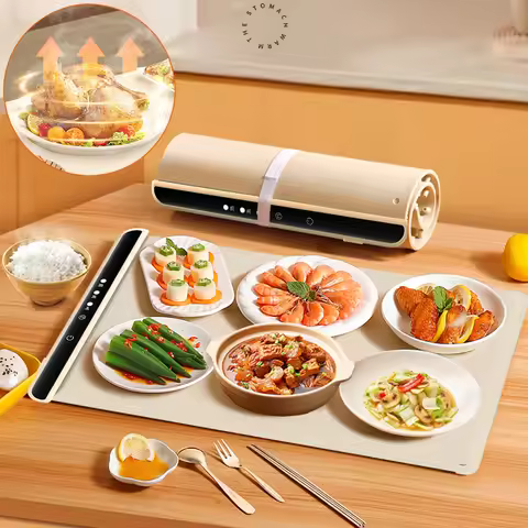 Electric Food Warmer Food Warming Tray Foldable Food Fast Heating Mat with 3 Tem Setting Electric Sm