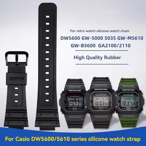 For Casio DW5600 DW-5600 GW-5000 GW-M5610 GW-B5600 GA2100 GA2110 Resin Silicone Watch Strap 16mm Wat