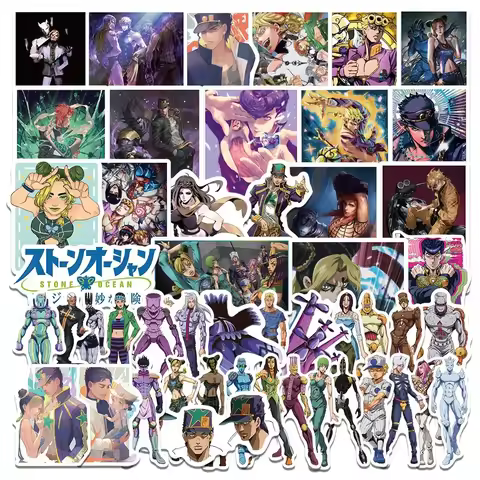 50pcs JOJO Bizarre Adventure Stone Ocean Anime Stickers Set for Luggage Notebook Skateboard - Durabl