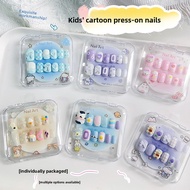 Kids Press On Nails 3D Cute Cartoon Design Artificial Nails With Charms Accessories Wearable False N