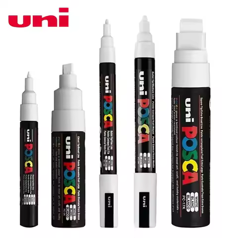 UNI Posca White Waterproof Permanent Acrylic Marker Pens Marcadores Non-fading POP Poster Pen Graffi
