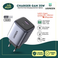 UGREEN Fast Charging Type C + USB QC 3.0 PD 4.0 PPS 35w Charger Head | Nexode GAN 35W | 15539