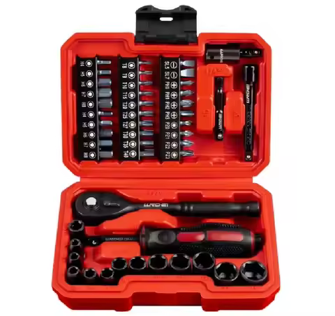 48 Piece 1/4 Inch Mini Socket Ratchet Wrench Set, Metric Shallow Socket (4-14mm) 6-Point,with 72 Tee