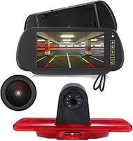 With 7 Inch Rear View Mirror Monitor, HD 1280p Car Third Roof Top Mount Brake Lamp Light Rear View C