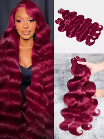 Burgundy 99J Body Wave Bundles Human Hair Brazilian Red Color Bundles 1/3/4 Pcs Hair Extensions Body