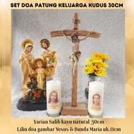 LILIN CATHOLIC PRAYER SET (SIZE 30CM) CATHOLIC SITTING CROSS/ CATHOLIC HOLY FAMILY STATUE/ CATHOLIC 