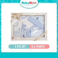 5pcs Baby Newborn Gift Set Hamper Set Hadiah Newborn Bayi Baru Lahir Gift Box Girl and Boy for 0-6 months Premium Cotton