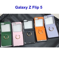 newtowayshop Flip5 / Flip4 / Flip3 Case Samsung Galaxy Z Leather PU + Ring เคส หนังPU + แหวน (พร้อมส