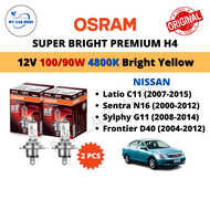 Original OSRAM Super Bright Premium H4 Halogen Headlamp Bulb (2pcs) 12V 100/90W H4 Bulb Mentol Depan