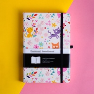 A5 Lovely Cats Dotted Bullet Journal หนังเทียมวงยางยืดไดอารี่กระเป๋าหลังปกแข็ง Bujo Dot Grid Noteboo