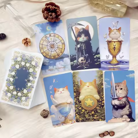 New Professional High Quality Fat Cat Tarot Cards Original Divination Oracle Rider Waite Tarot 12x7c