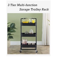 Troli Multifungsi 3 Tingkat/ Trolley Multifunction Storage Rack 3 Tier Kitchen Rack With Wheel