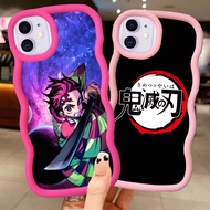 MERAH Z-1 Demon Slayer Red Black Pink Case Casing for iPhone Xs 12 11 X Max