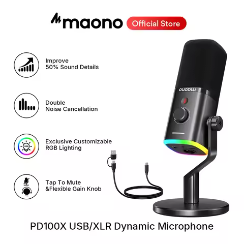 maono PD100X Dynamic Microphone.Software Noise Reduction Included.RGB gaming mic.Enhances gaming exp