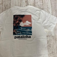 ♟✟■ ใหม่ Patagonia เสื้อยืดแขนสั้นผ้าฝ้ายลายแผนที่ภูเขาสําหรับผู้ชายผู้หญิง