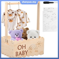 Baby Shower Crate with Handle Wood Baby Crate Closet Cute Baby Hamper Basket Practical Baby Storage 