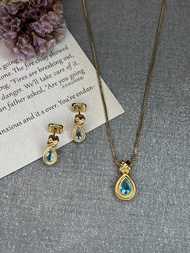 Avon 雅芳 淡藍水滴項鍊耳環套組