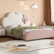 1.2m 1.5m Leather Children's Bed Pink Software Single Storage Cloud Bedroom Bedding Girl Green Boy P