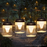 String Patio Lights 50Ft Outdoor String Lights for Yard Porch Lights 15 Hanging LED Bulbs Plastic Wa
