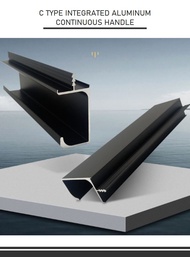 Aluminum C Type Continuous integrated handle Cabinet Doors   (Silver) 3meters