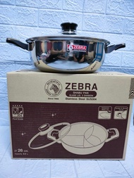 หม้อ หม้อชาบู Zebra 26 ซม. 3 ช่อง Extra ฝาแก้ว หัวม้าลาย รหัส 142631 หม้อสุกี้ หม้อจิ้มจุ่ม หม้อแบ่ง