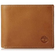 Timberland Men's Leather Wallet with Attached Flip Pocket Tan Cloudy