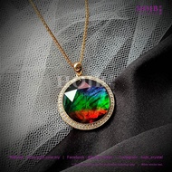 HOJB Top Grade 8A Ammolite David Star 18K(750) Gold Pendant 25mm 聚寶軒顶级8A斑彩石大卫星18K(750)黄金吊坠25mm