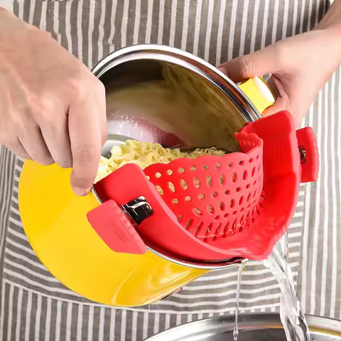 Universal Silicone Clip on Pan Pot Strainer Anti Spill Strainer Food On Strainer For Pots Pans And B